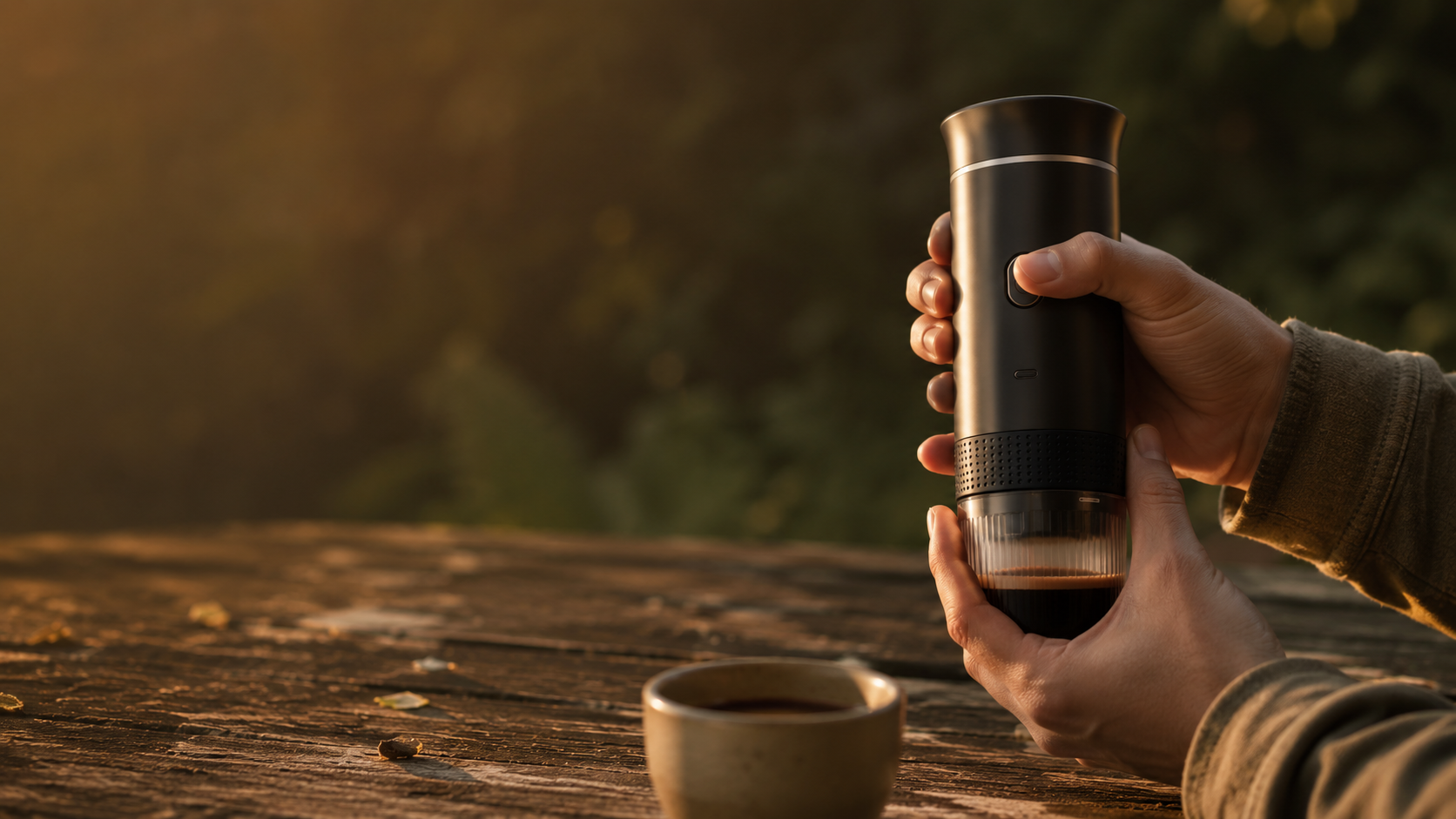 The beans behind the cup.